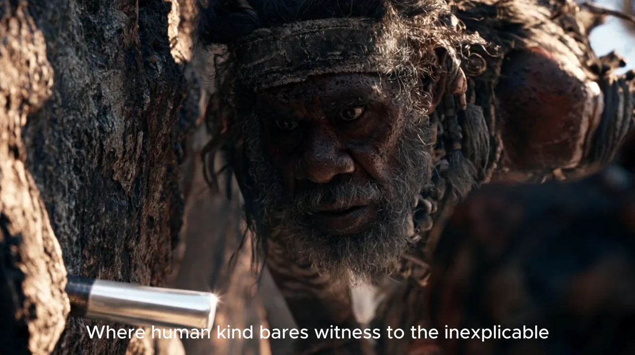 An ancient witness discovers a polished metal rod beside a tree